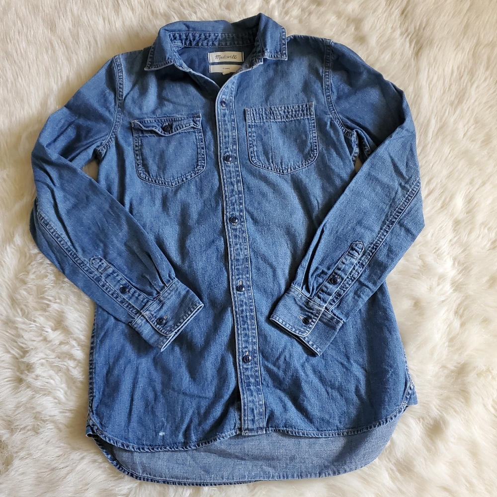 Madewell Denim Classic Ex-Boyfriend Shirt in Kylemore Wash Size XS - Picture 6 of 14